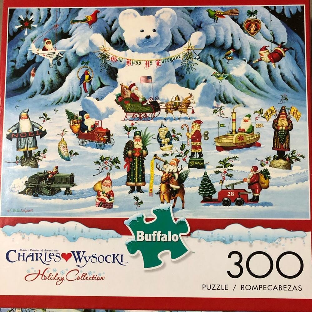 Charles Wysocki holiday collection 300 piece puzzle jingle bell teddy & friends